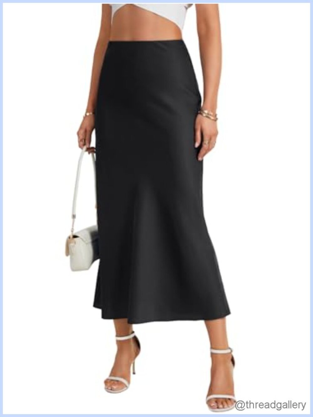 Women's Satin Silky High Waisted Long Skirt Wear to Work Elegant
